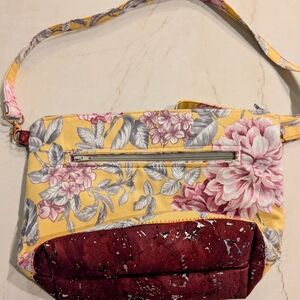 Floral Yellow and Burgundy Women's Bag